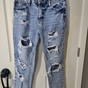 KanCan Blue Distressed Straight Leg Jeans